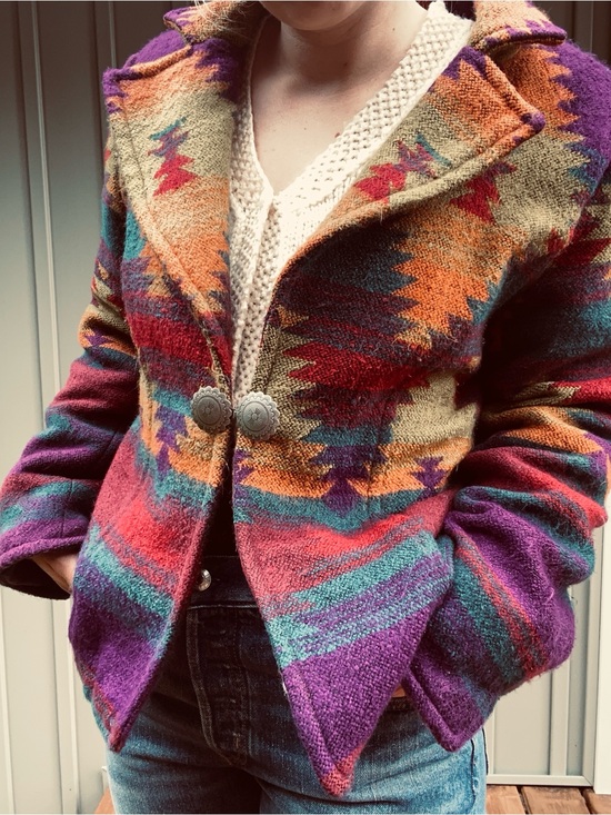 Jackets & Blazers - COLDWATER CREEK southwestern aztec print sweater blazer jacket size large